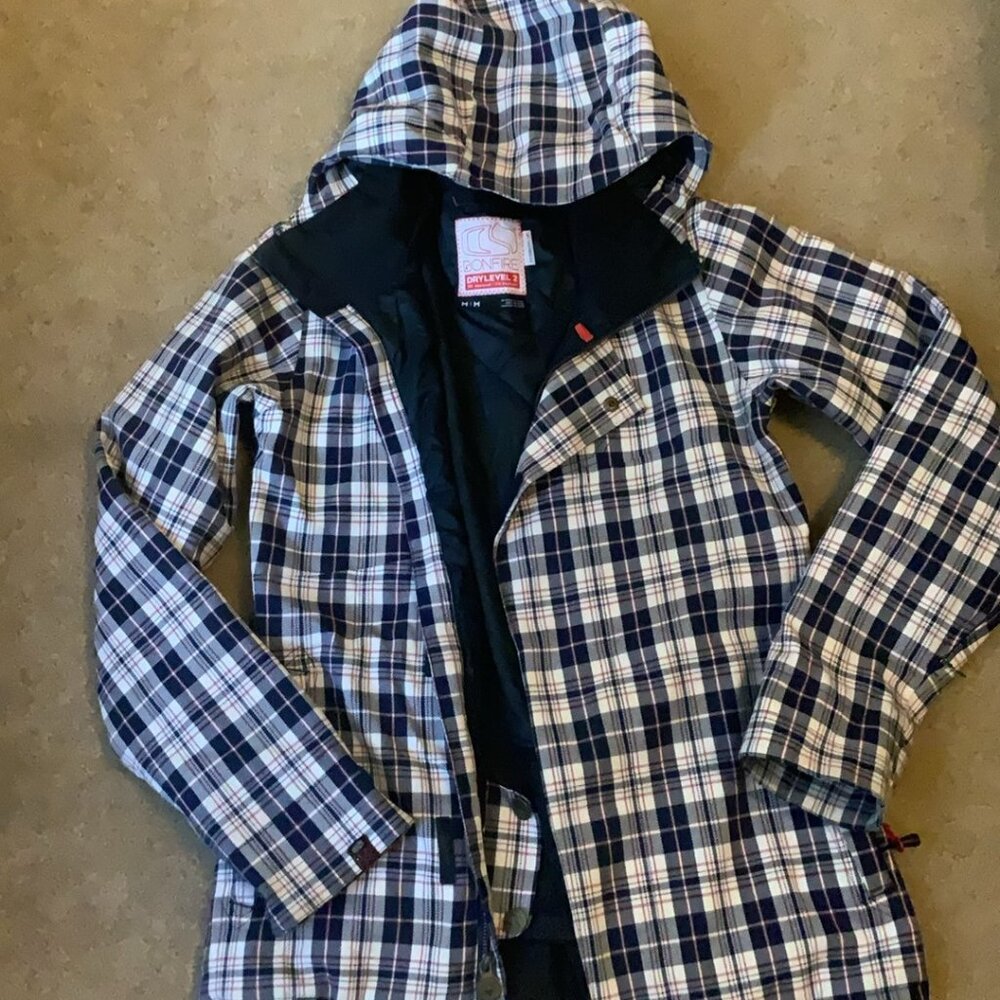 BONFIRE Women Snow Jacket Plaid M Like New
